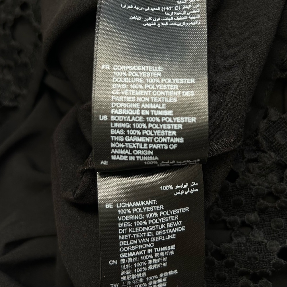 Sandro Jannie Lace A-Line Mini Dress Black Cap Flutter Sleeve Mini Size 38 - Picture 15 of 16